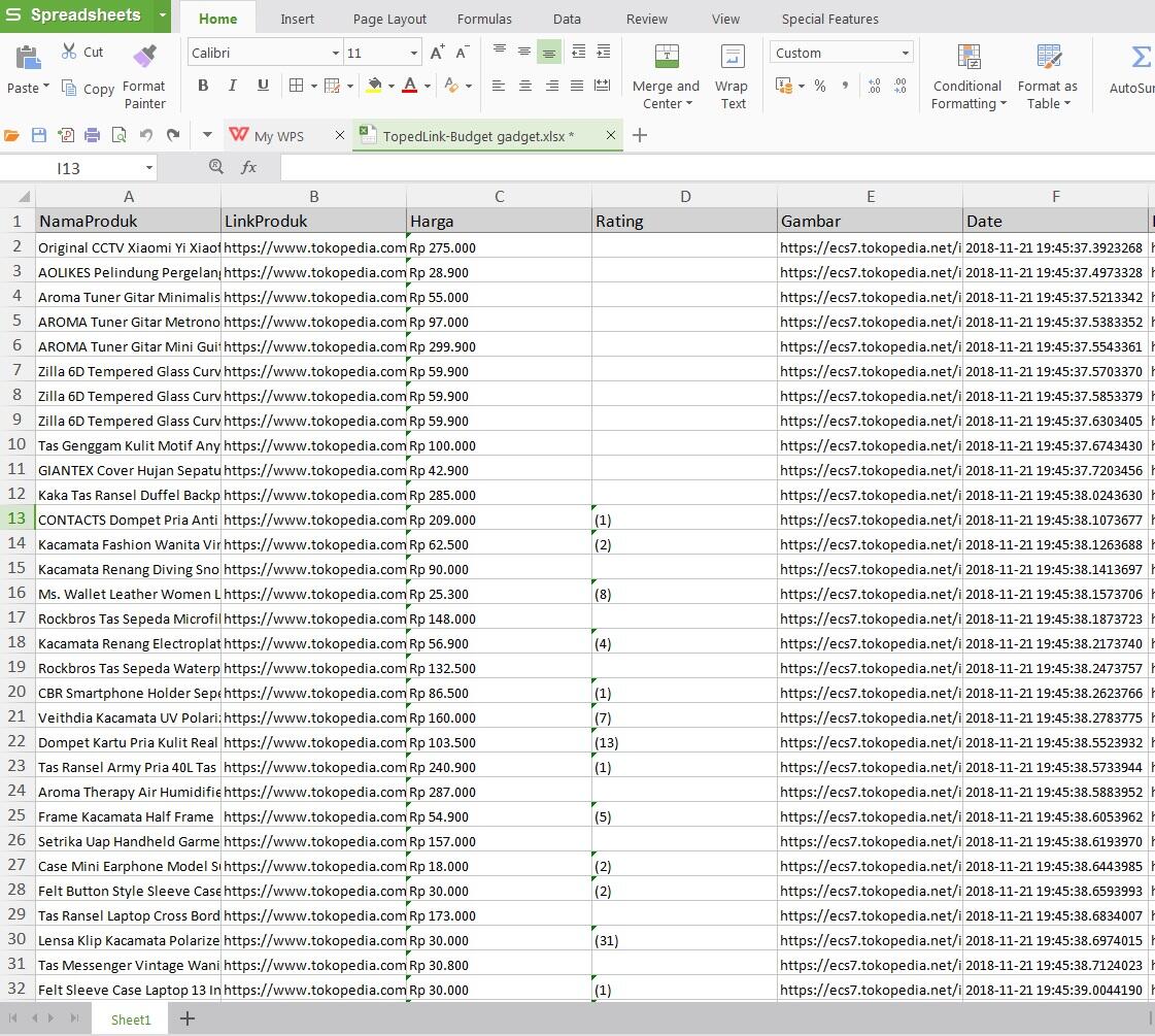 Scrape Banyak Produk dari Marketplace Tokopedia-Bukalapak-Shopee