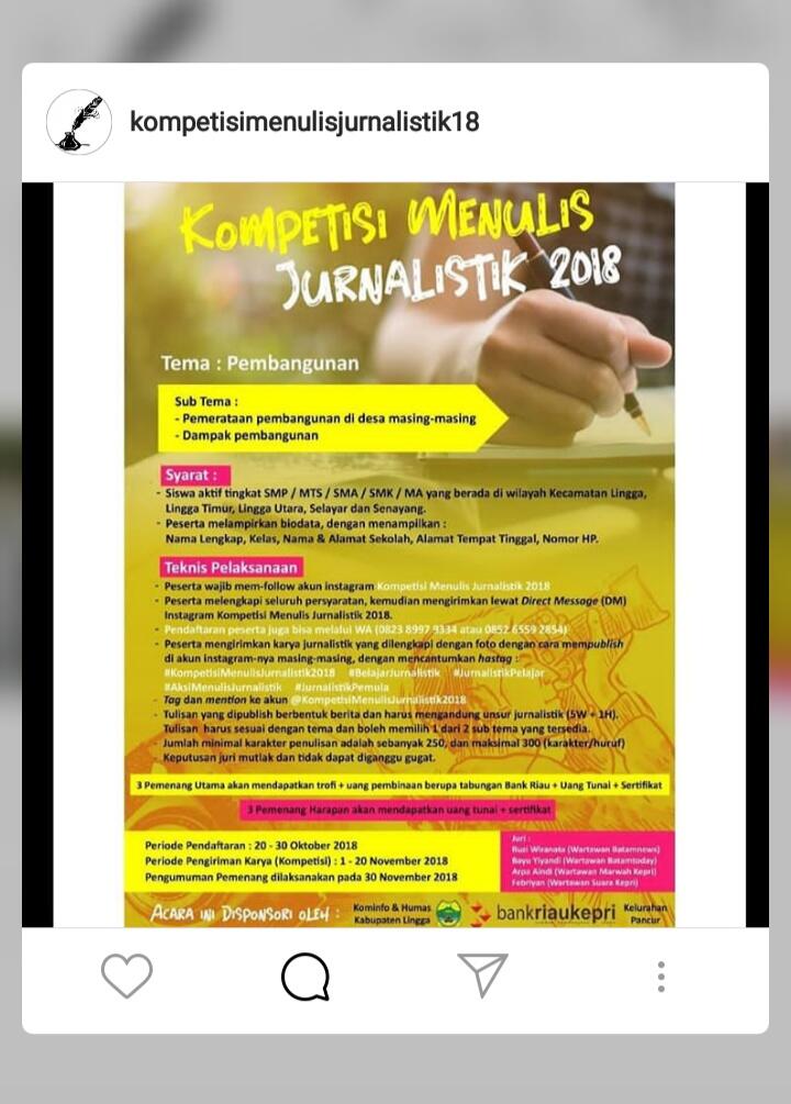 Daftar 30 Besar Karya yang Masuk Nominasi Kompetisi Menulis Jurnalistis 2018