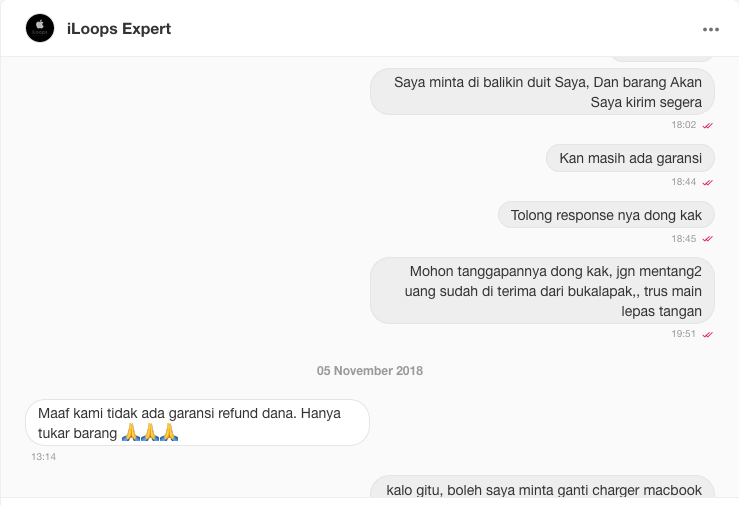 Share pengalaman ditipu oleh pelapak iLoops Expert di Bukalapak