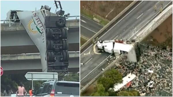 Badan Truk Menggantung, Ruas Jalan Layang di Melbourne Ditutup