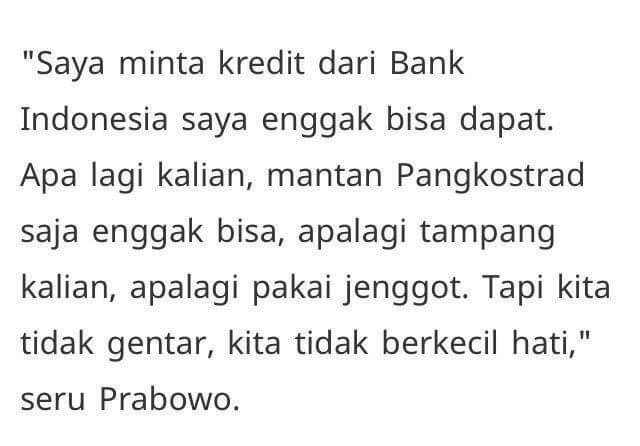 Prabowo Kesulitan Dana Kampanye: Minta Kredit dari Bank Indonesia Enggak Dapat