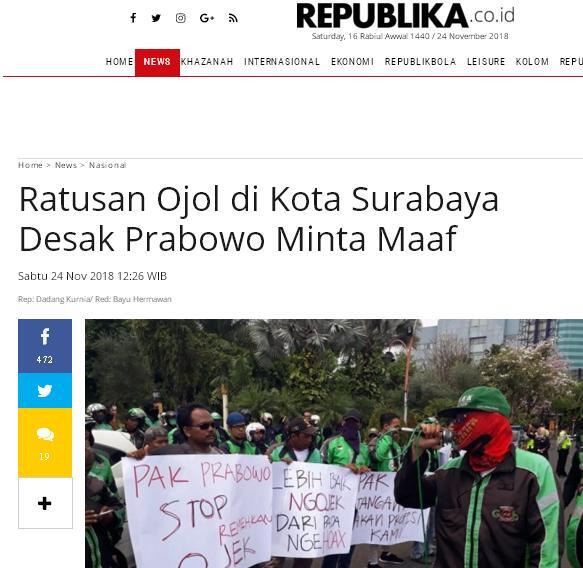 Ojol Kediri Demo Prabowo: Kalau Tidak Minta Maaf, Kami Laporkan