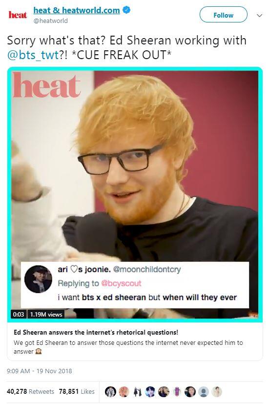 Kolaborasi BTS dan Ed Sheeran Semakin Dekat?