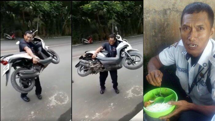 Menakjubkan! Satpam Ini Dapat Memanggul Motor