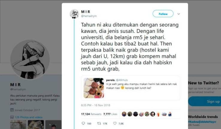 Mahasiswa Ini Hanya Keluarkan Rp 17 Ribu Setiap Hari Untuk Hidup dan Makan