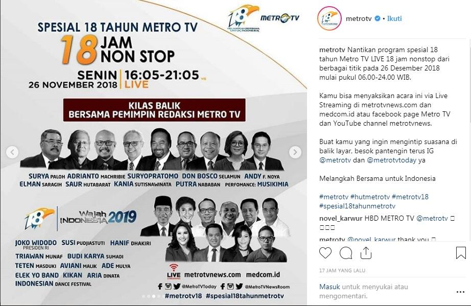 Presiden Jokowi Bakal Menghadiri Ultah Metro TV