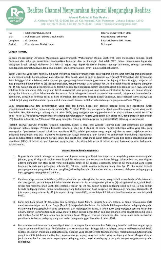 "Surat Untuk Gubernur DKI Jakarta"