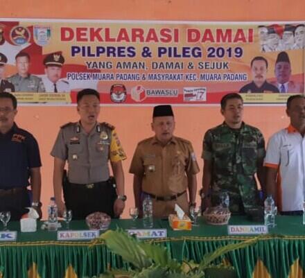 Kapolsek Muara Padang Teken 10 Poin Kesepakatan Deklarasi Damai Pemilu 2019