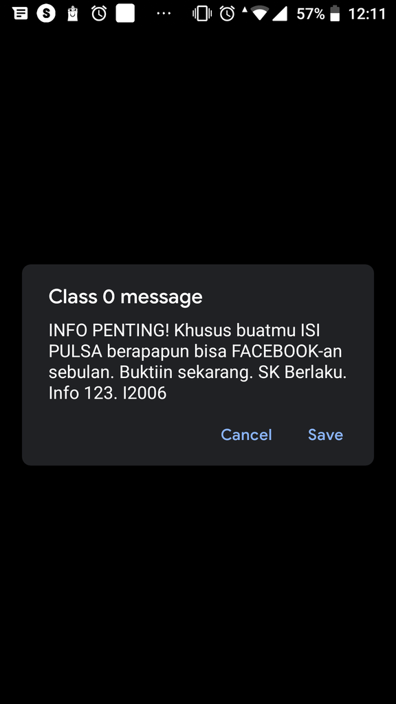Class 0 message