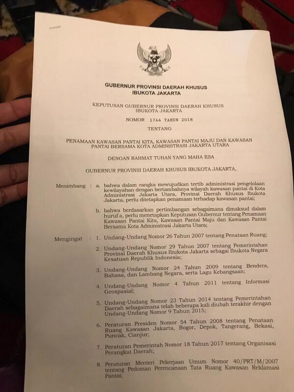 Anies Umumkan Nama 3 Pulau Reklamasi yang Akan Dikelola Jakpro