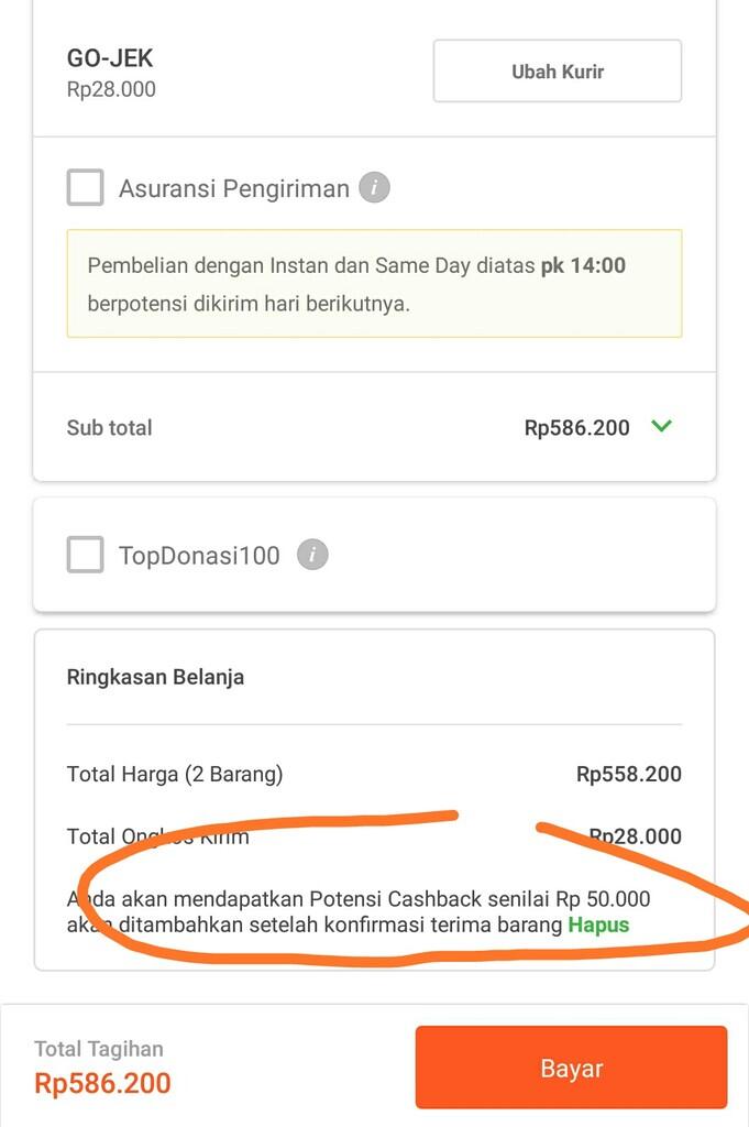 VOUCHER CASHBACK DARI PENUKARAN POIN TOKOPEDIA TIDAK DAPAT DIPAKAI