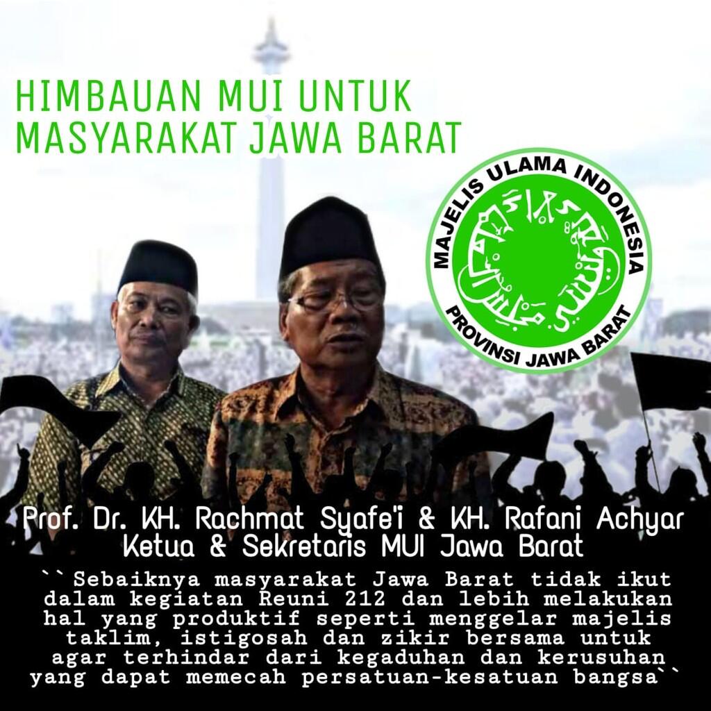 Bukan untuk Kepentingan Agama, MUI Imbau Warga Tak Ikut Reuni 212