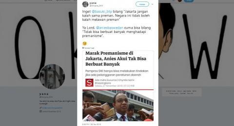 Tangani Premanisme, Warganet Bandingkan Era Anies dan Ahok