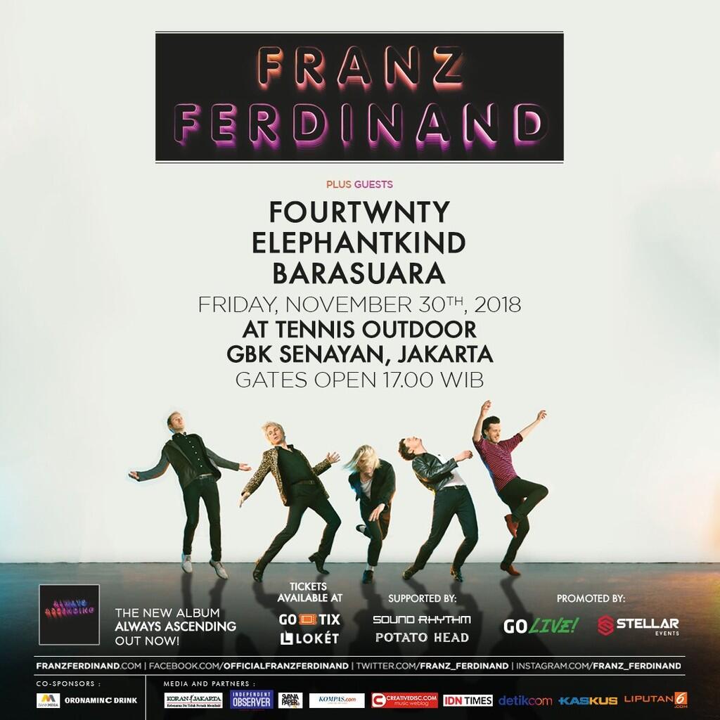 GIVEAWAY TIKET FRANZ FERDINAND LIVE IN JAKARTA, 30 NOVEMBER 2018