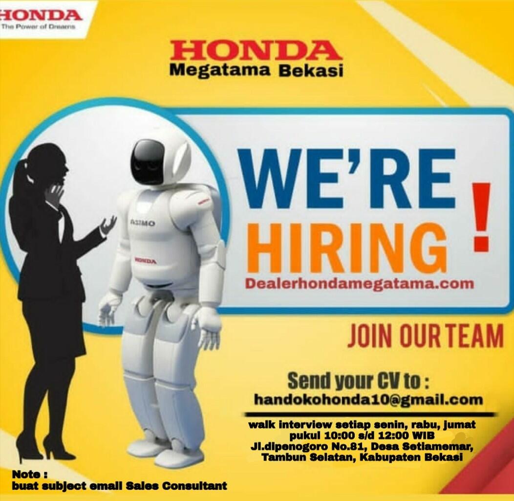 lowongan kerja sales consultant honda