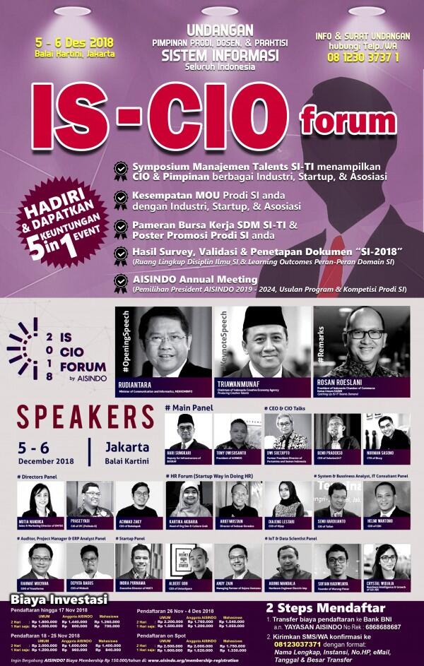 AISINDO akan Adakan IS CIO Forum pada 5-6 Desember 2018
