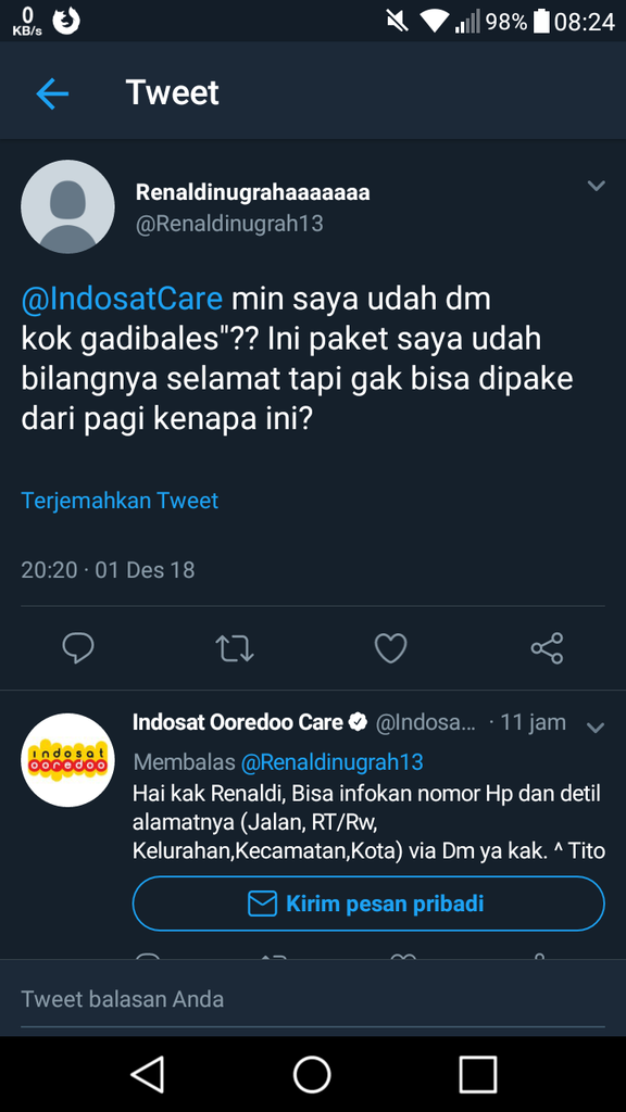 nanya aktivasi paket malah diminta alamat