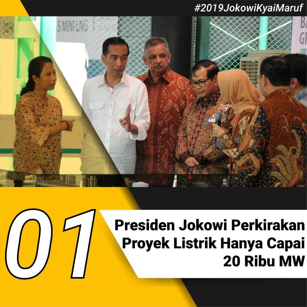 Presiden Jokowi Perkirakan Proyek Listrik Hanya Capai 20 Ribu MW