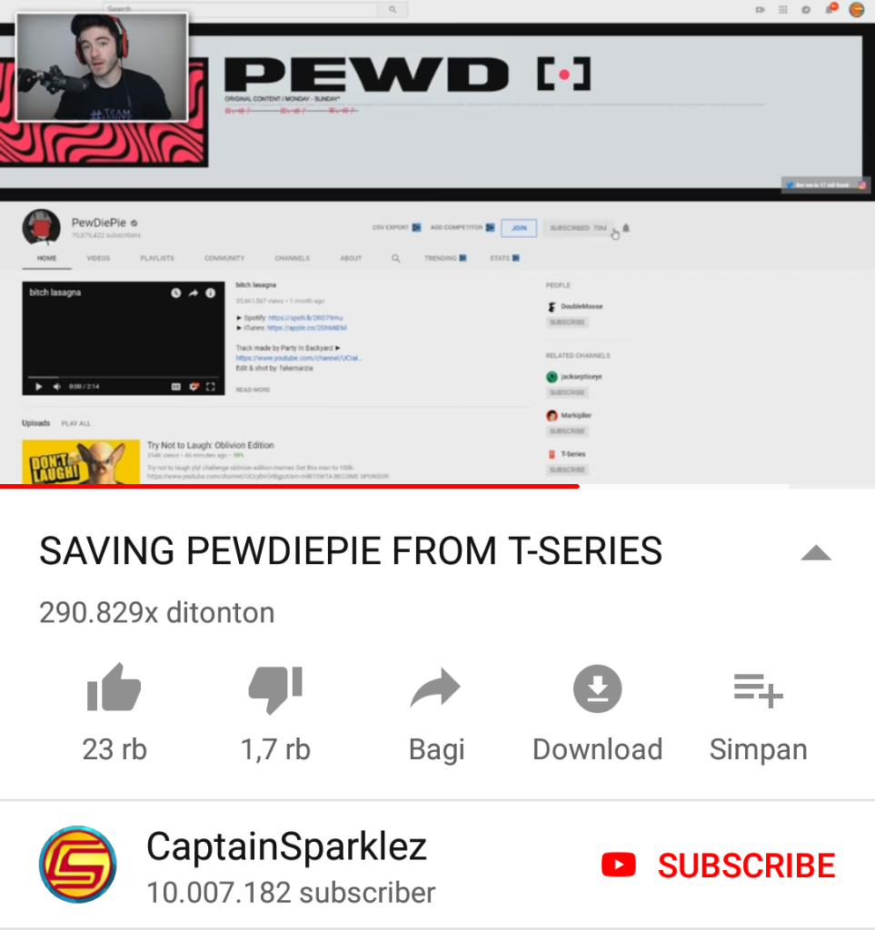 PewDiePie vs T Series : The Great Youtube War !!!  KASKUS