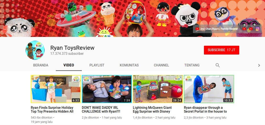 Pendapatan Bocah 7 Tahun ini di YOUTUBE Sebesar Rp. 320 milliar lebih