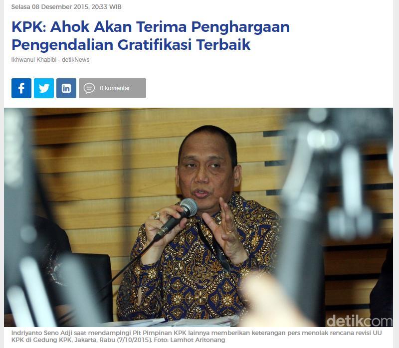 Anies Raih Tiga Penghargaan dari KPK