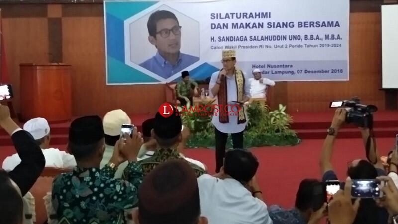 Cawapres Sandiaga Uno Sapa Tokoh Agama di Lampung