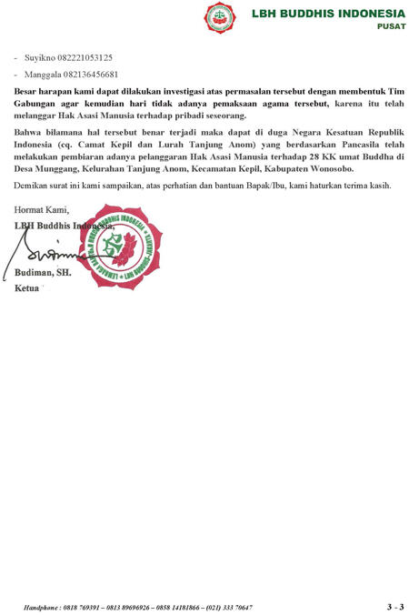 SURAT LBH BUDDHIS INDONESIA