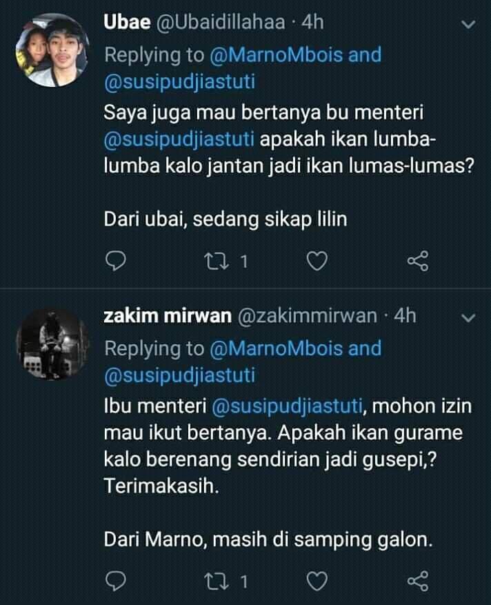 Netizen Bertanya Kepada Ibu Susi