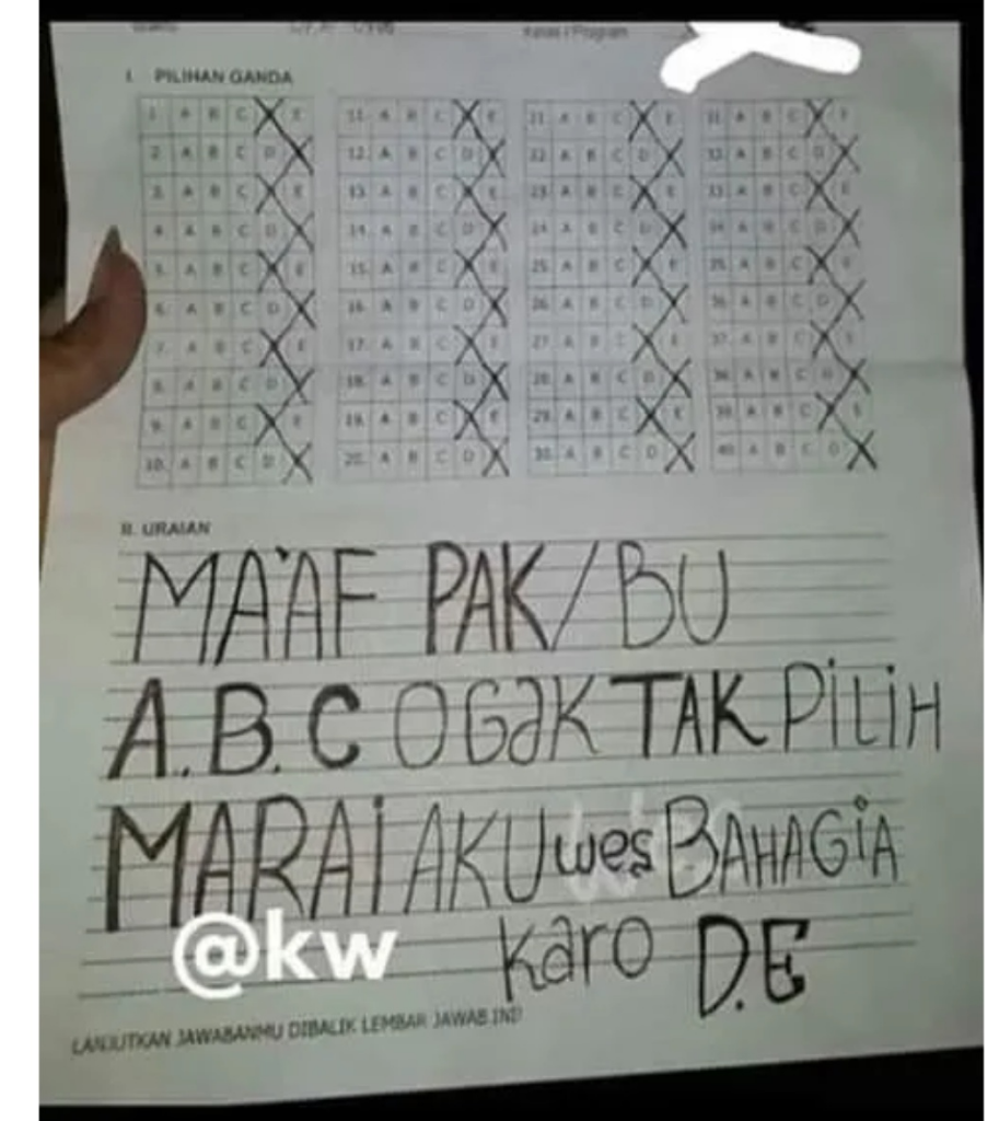 Seorang Guru Mengoreksi Hasil Ulangan Siswanya, Seperti Ini Hasilnya! Bikin Greget

