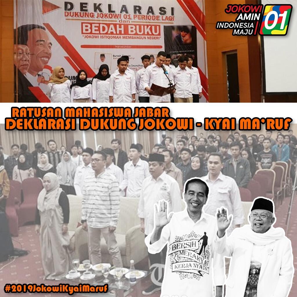 Ratusan Mahasiswa di Jabar Deklarasi Dukung Jokowi-Ma’ruf Amin