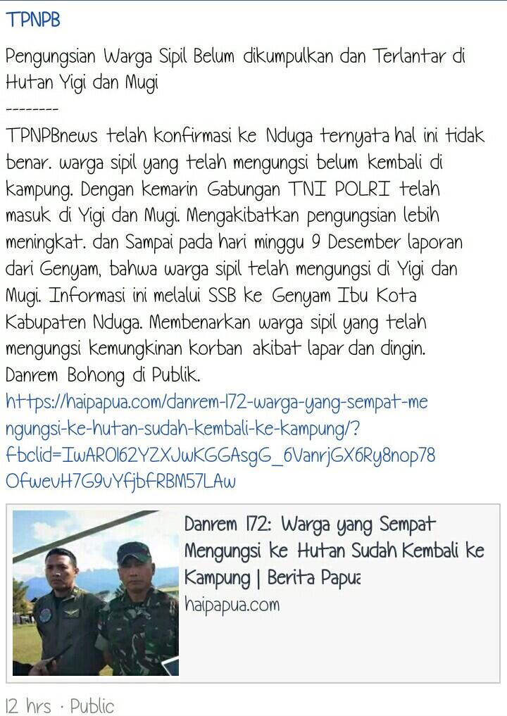 Danrem 172: TNI-Polri Jamin Perayaan Natal di Nduga Tanpa Gangguan KKSB