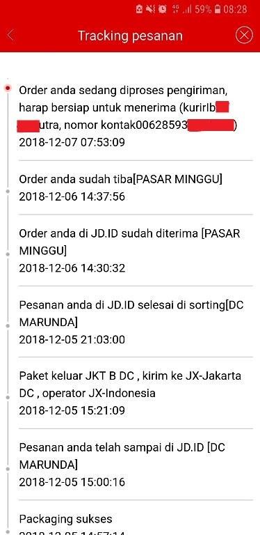 JD.id Barang uda di kurir tp tidak dikirim2, Jaminan Pengiriman/Refund Tidak Berlaku.