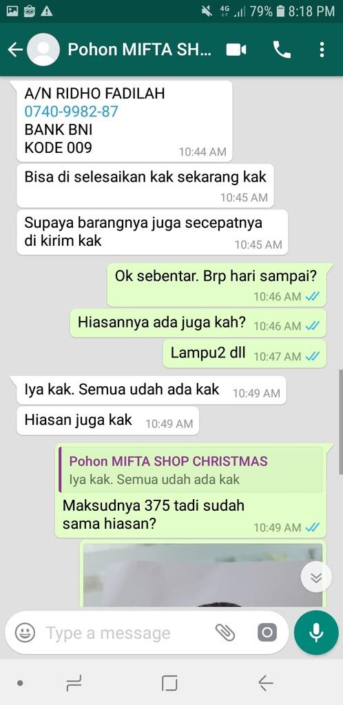 Penipuan atas nama miftashop_christmas IG Pohon Natal termurah