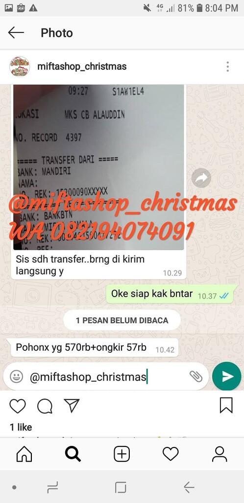 Penipuan atas nama miftashop_christmas IG Pohon Natal termurah