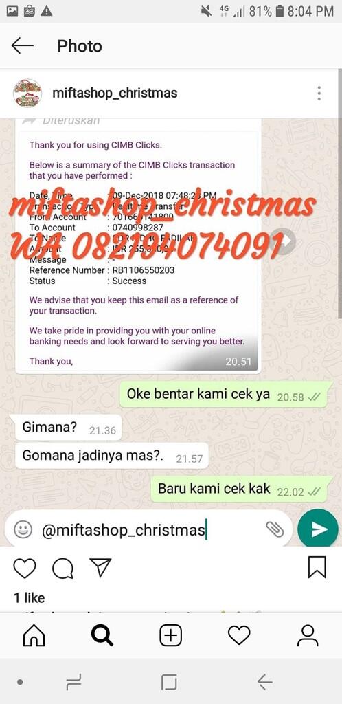 Penipuan atas nama miftashop_christmas IG Pohon Natal termurah