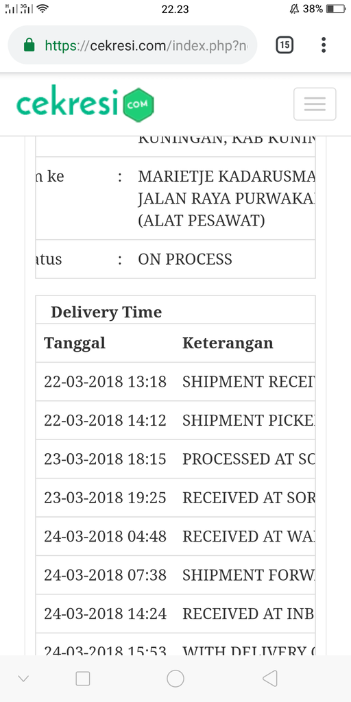 Blm nyampe nie paket udh berbulan2