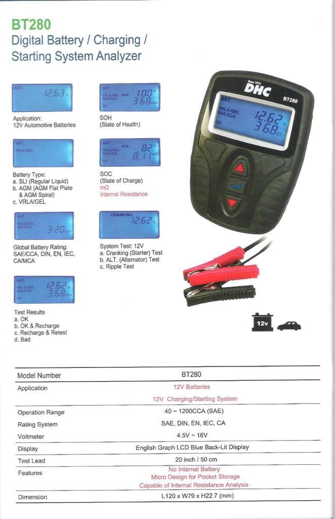 dhc bt282 battery tester