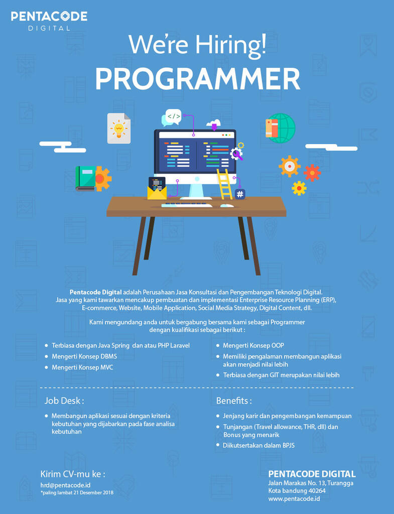 &#91;BANDUNG&#93; Programmer &amp; Technical Writer | PT Pentacode Digital