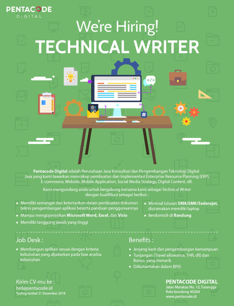 &#91;BANDUNG&#93; Programmer &amp; Technical Writer | PT Pentacode Digital