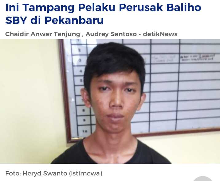 Ini Tampang Pelaku Perusak Baliho SBY di Pekanbaru