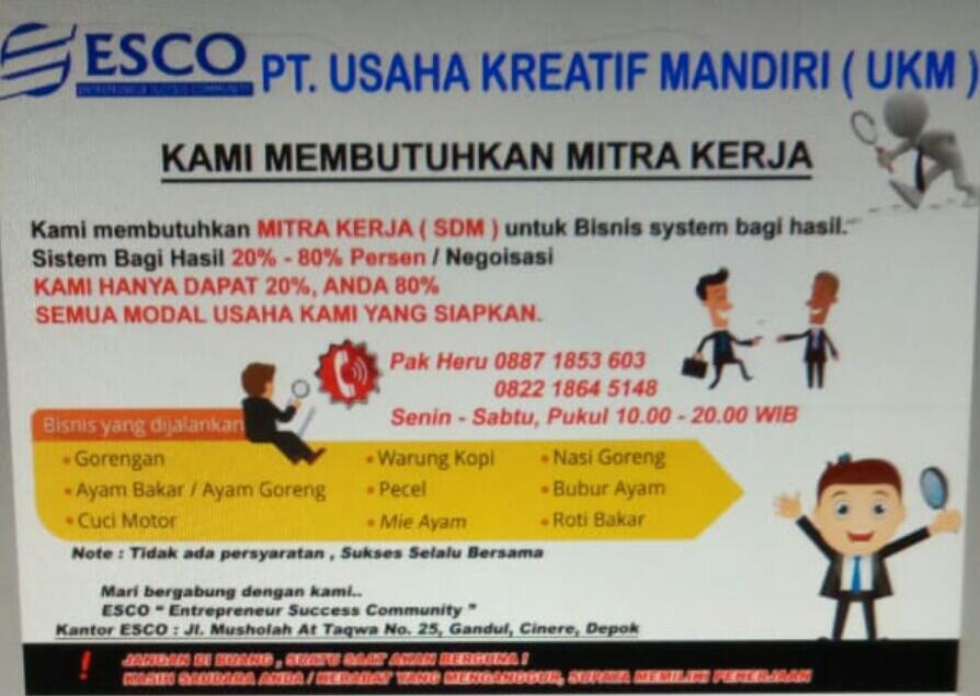 Cari mitra untuk menjalankan usaha makanan gerobakan