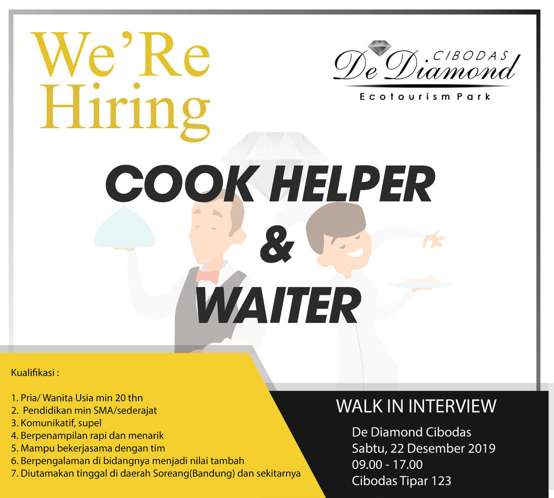 Lowongan untuk Cook Helper & Waiter