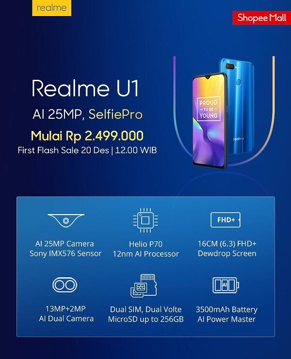 Jangan Sampai Ketinggalan Gan! Realme U1 Resmi Dijual di Shopee Besok Nih!