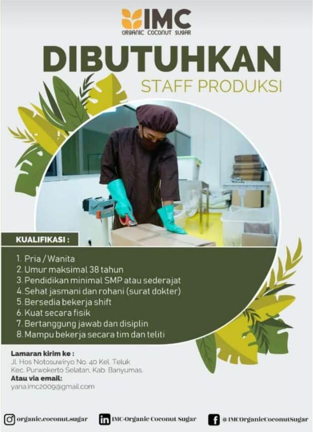 Lowongan Kerja PT Integral Mulia Cipta (IMC Organic Coconut Sugar)