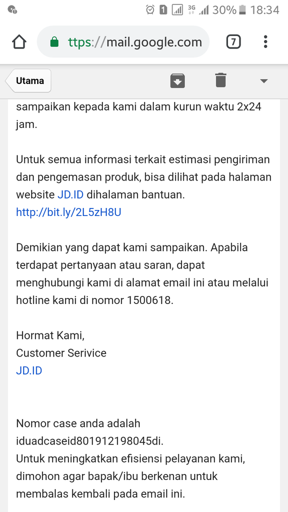 Permintaan Refund jd.id lambat macam keong