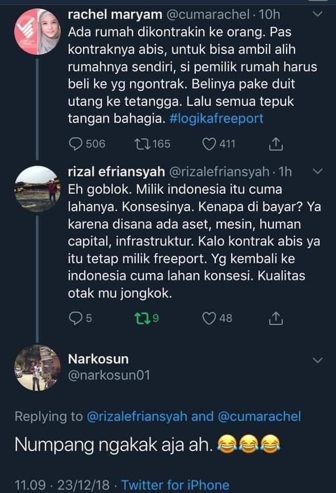 LOGIKA RONGSOK PARA KAMPRET SOAL FREEPORT