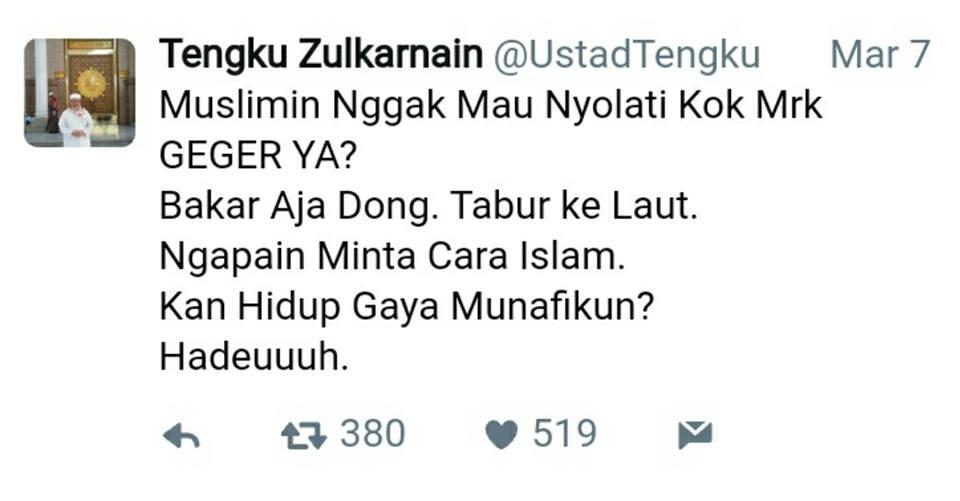 MENYOROTI TENGKU ZULKARNAIN YANG INKONSISTEN