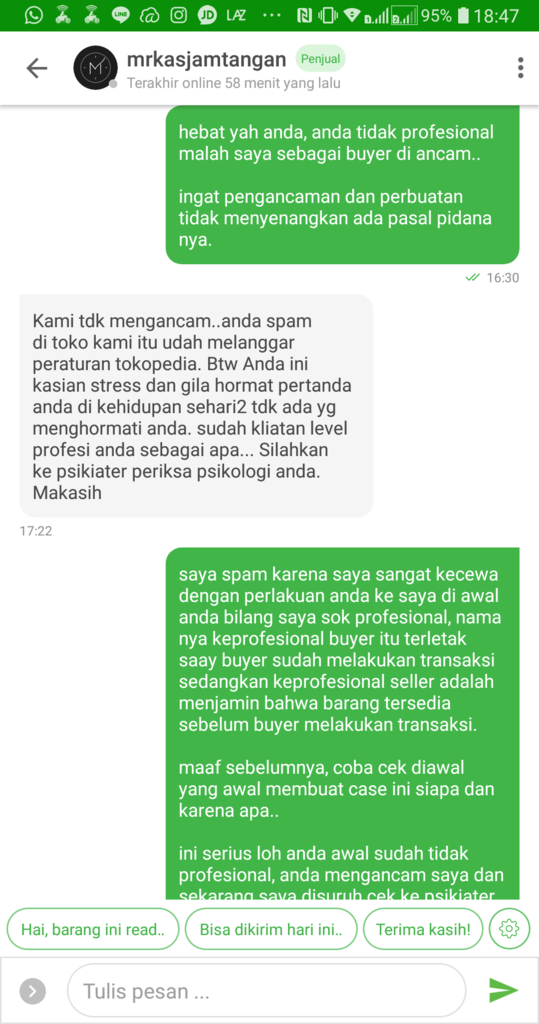 "Markas Jam Tangan" tidak profesional sebagai seller