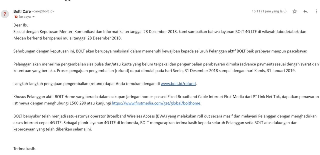 Kontrak Langganan BOLT HOME Otomatis Diperpanjang 1 Tahun Tanpa Ada Info