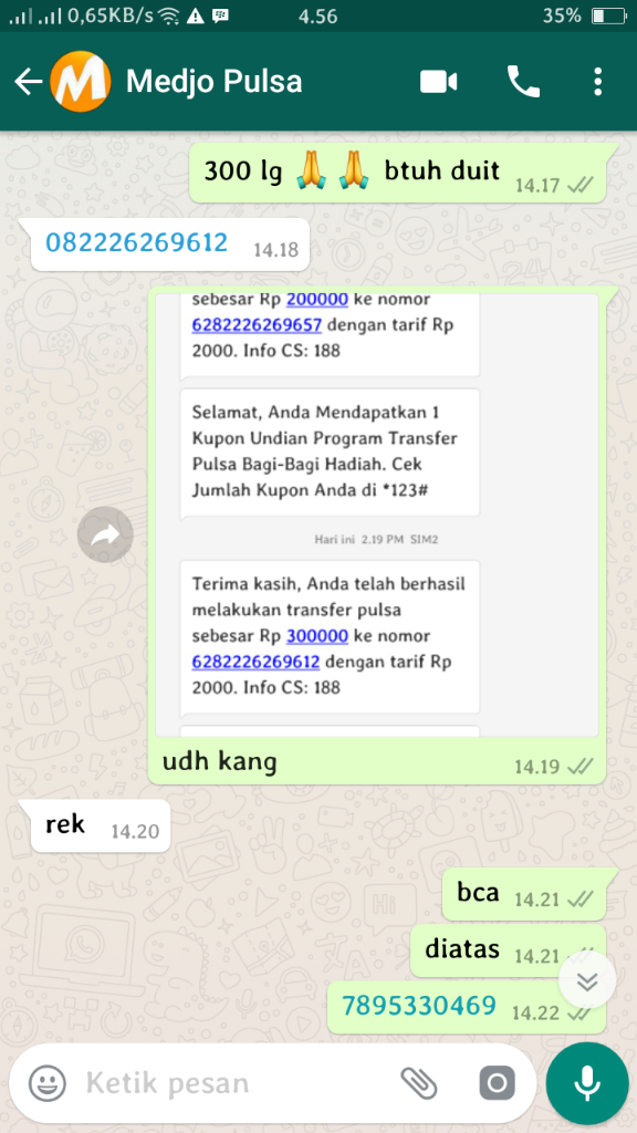 Penipuan Jasa Convert Pulsa Rctigame.net